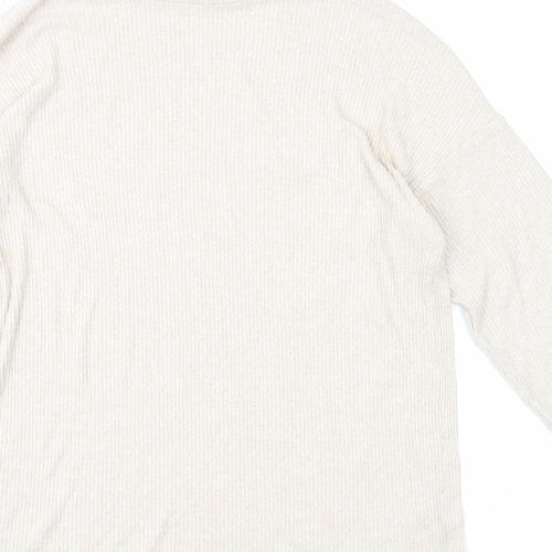 H&M Womens Beige Roll Neck Acrylic Pullover Jumper Size S
