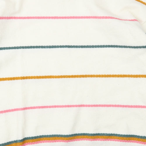 Papaya Womens White Round Neck Striped Acrylic Pullover Jumper Size L