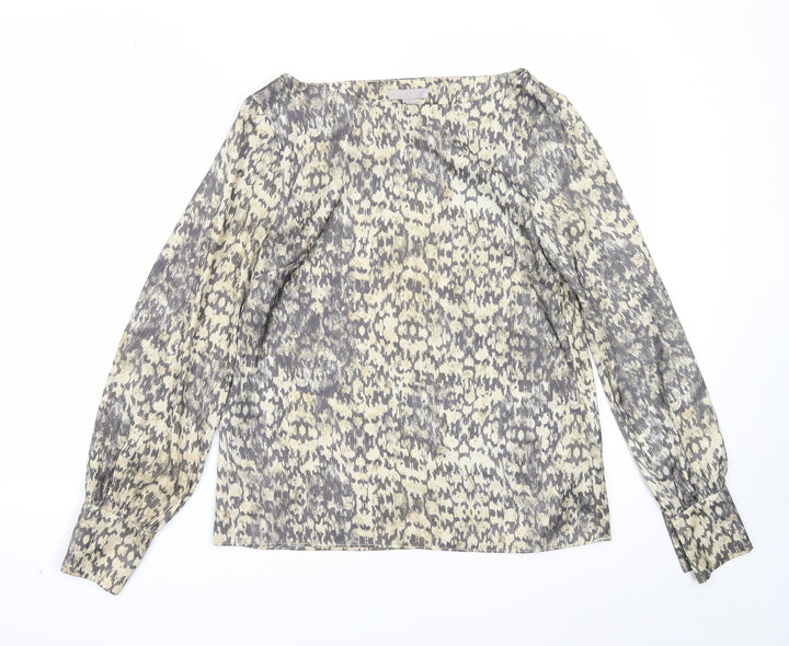 H&M Womens Multicoloured Geometric Polyester Basic Blouse Size 8 Boat Neck