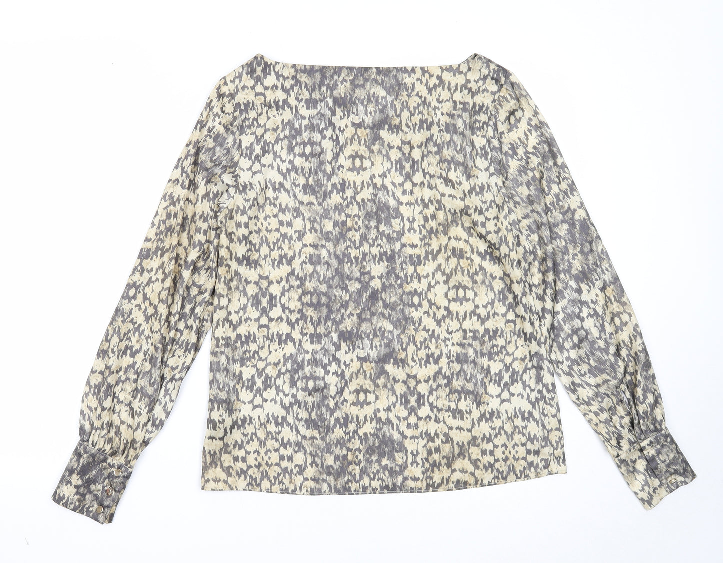 H&M Womens Multicoloured Geometric Polyester Basic Blouse Size 8 Boat Neck