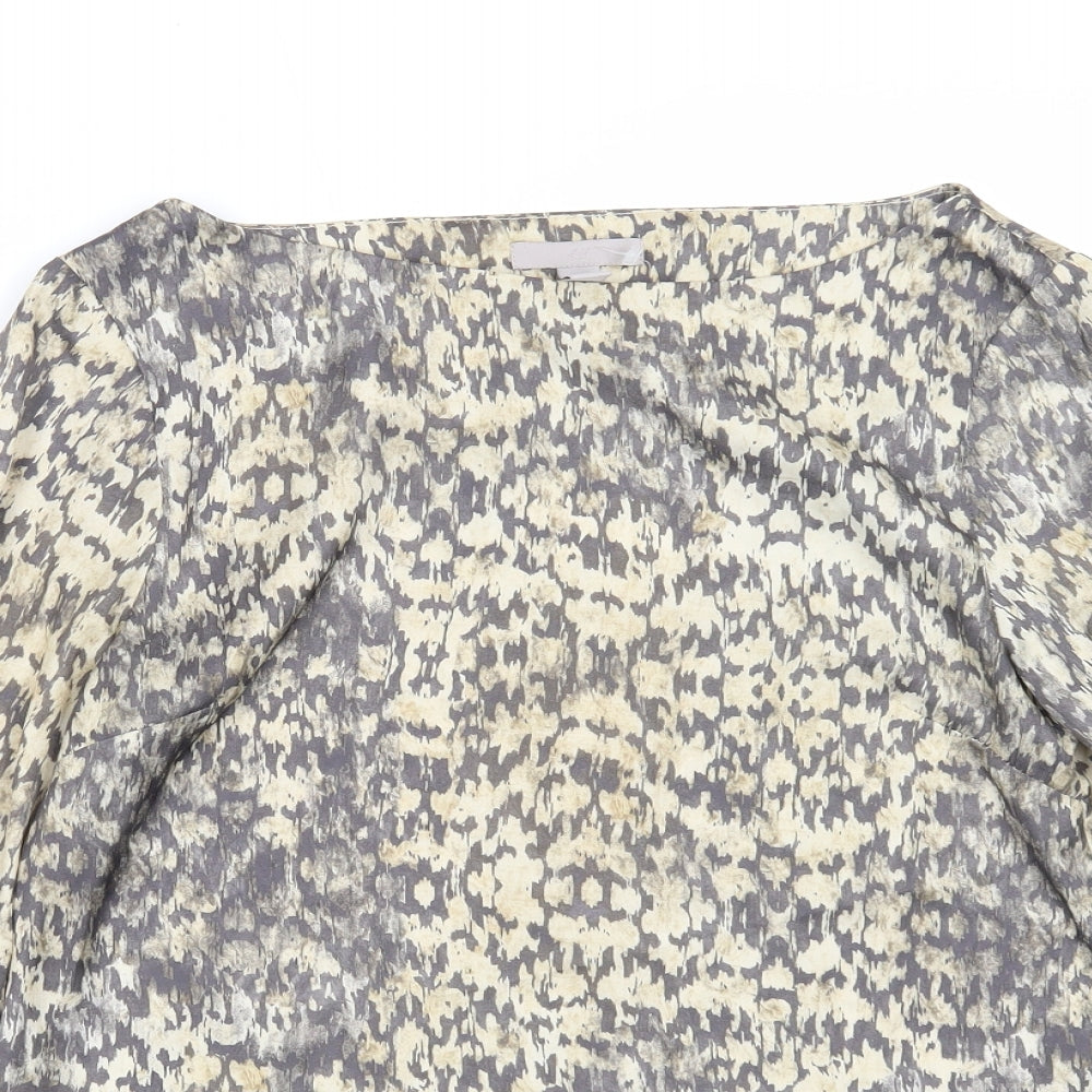 H&M Womens Multicoloured Geometric Polyester Basic Blouse Size 8 Boat Neck