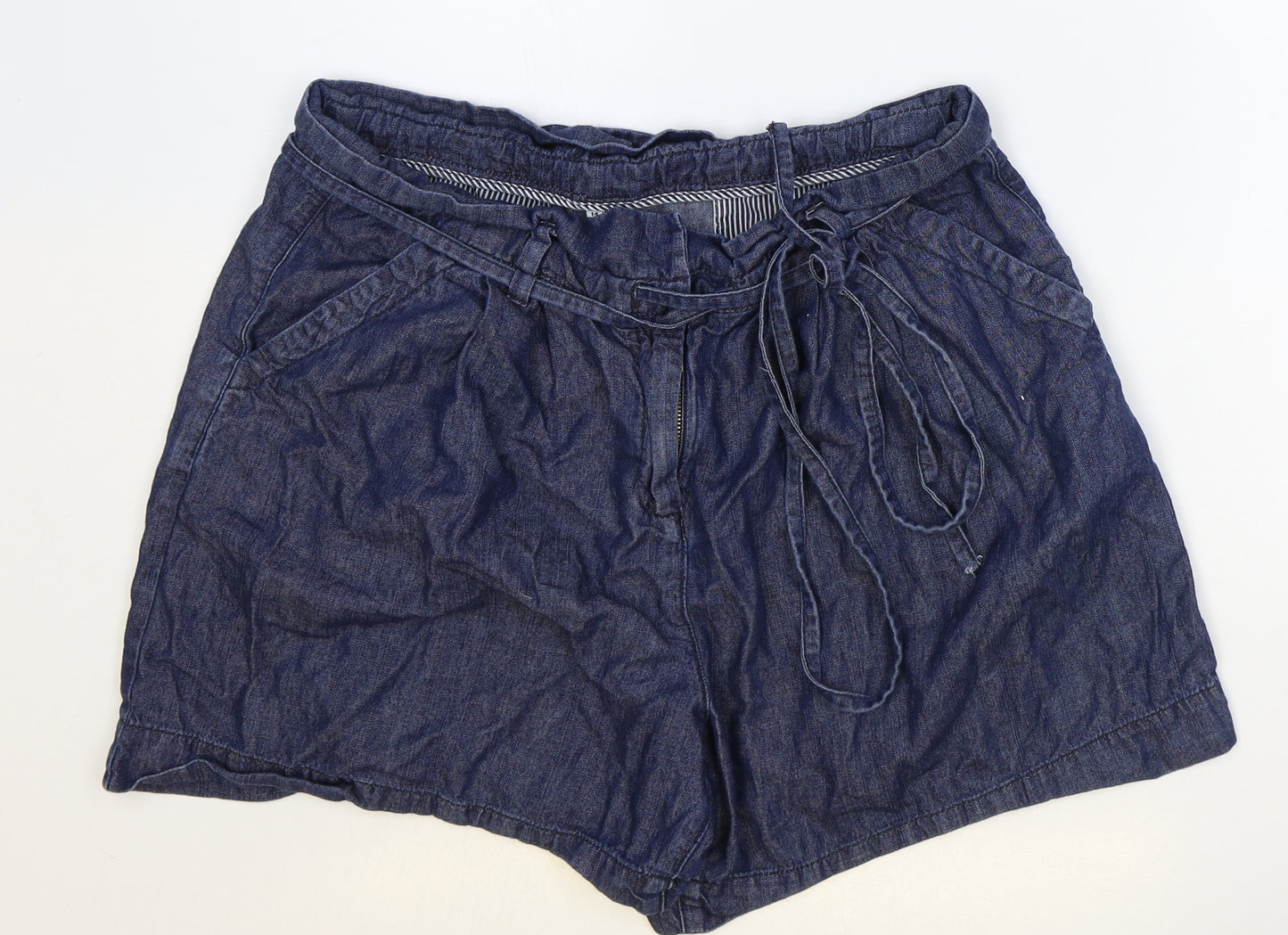 Preworn Womens Blue Cotton Basic Shorts Size 14 Regular Zip