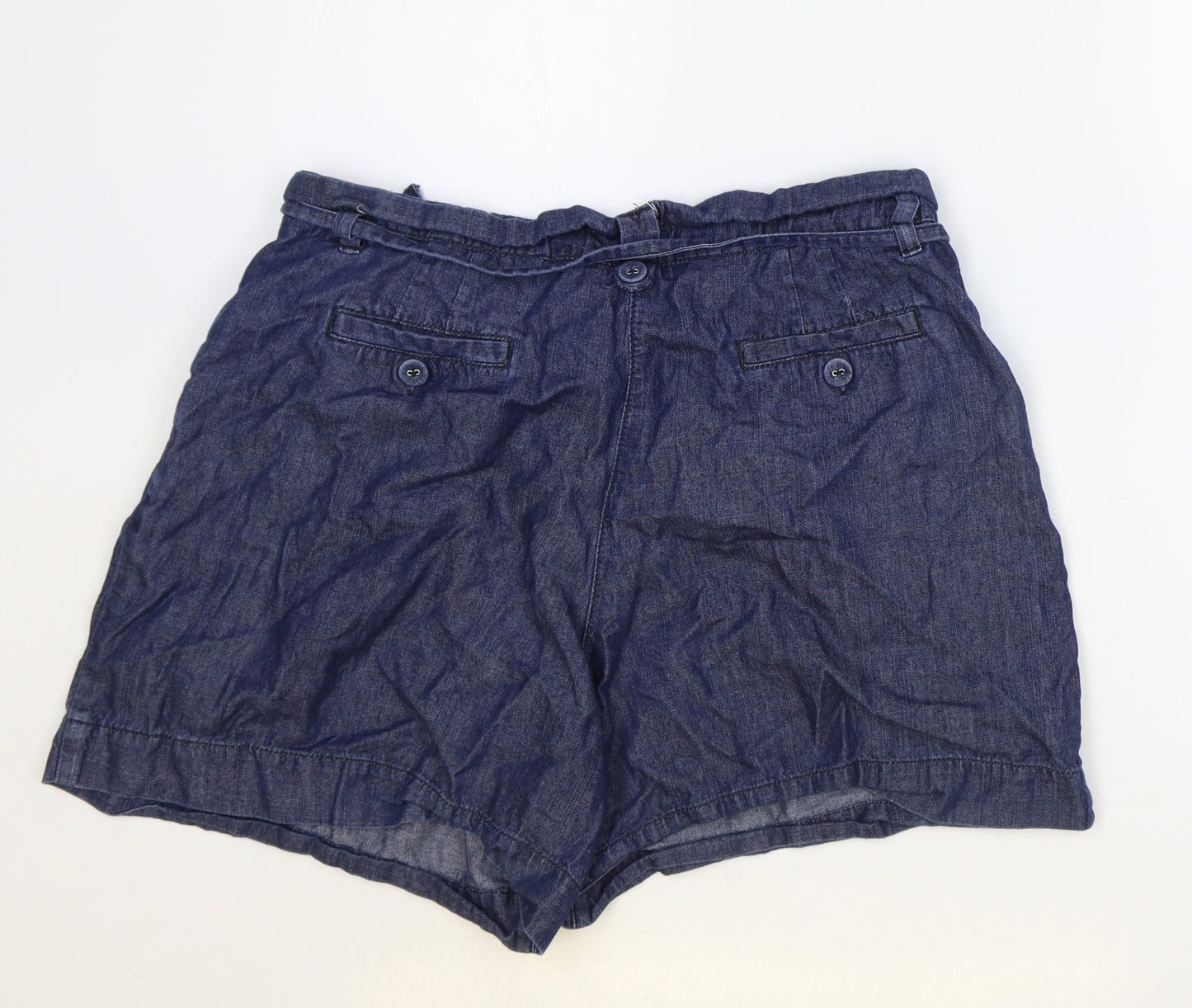 Preworn Womens Blue Cotton Basic Shorts Size 14 Regular Zip