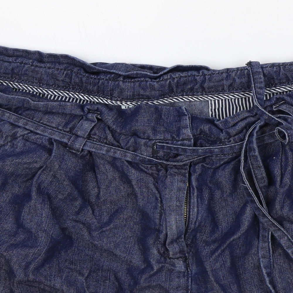 Preworn Womens Blue Cotton Basic Shorts Size 14 Regular Zip
