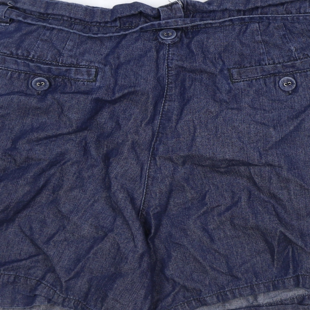 Preworn Womens Blue Cotton Basic Shorts Size 14 Regular Zip