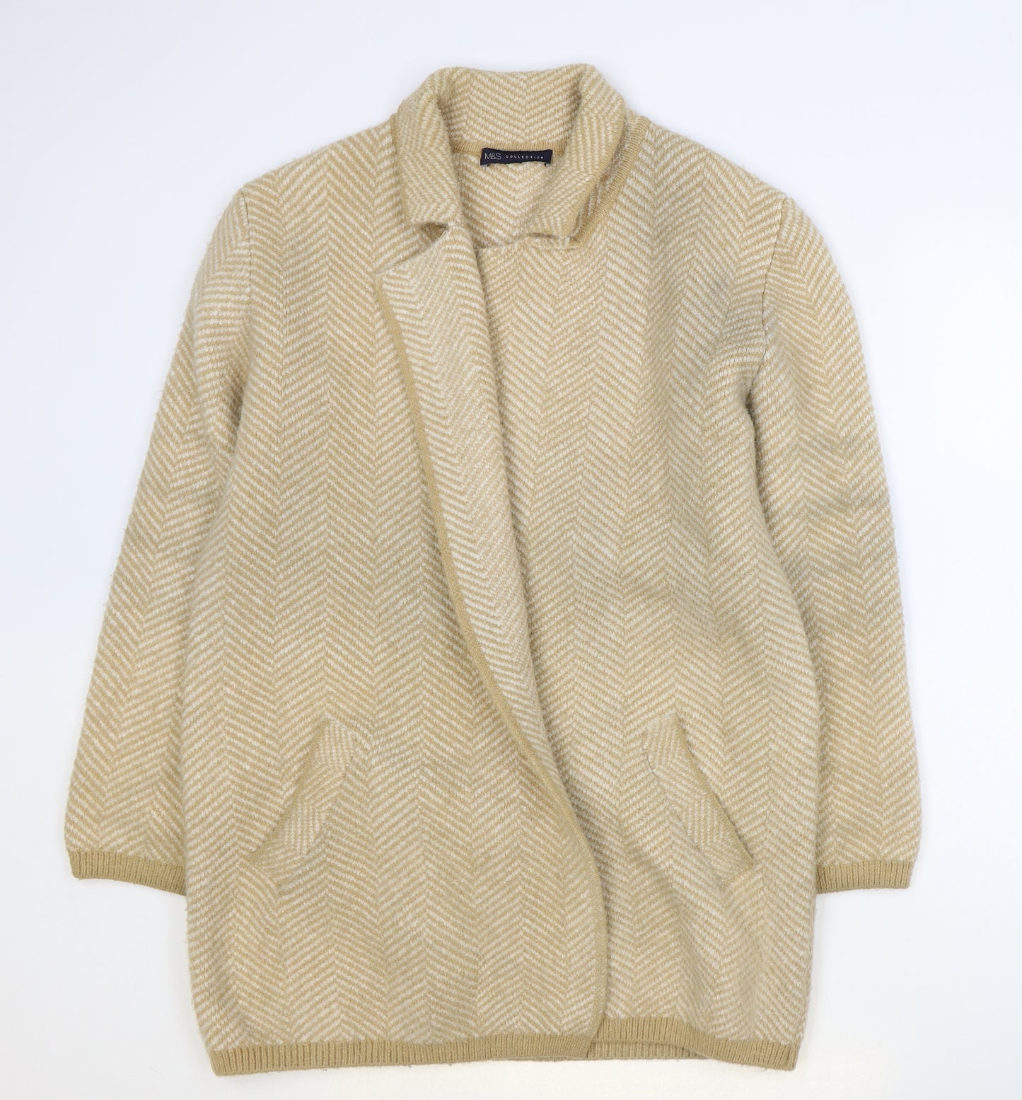 Marks and Spencer Womens Brown Herringbone Overcoat Coatigan Size M