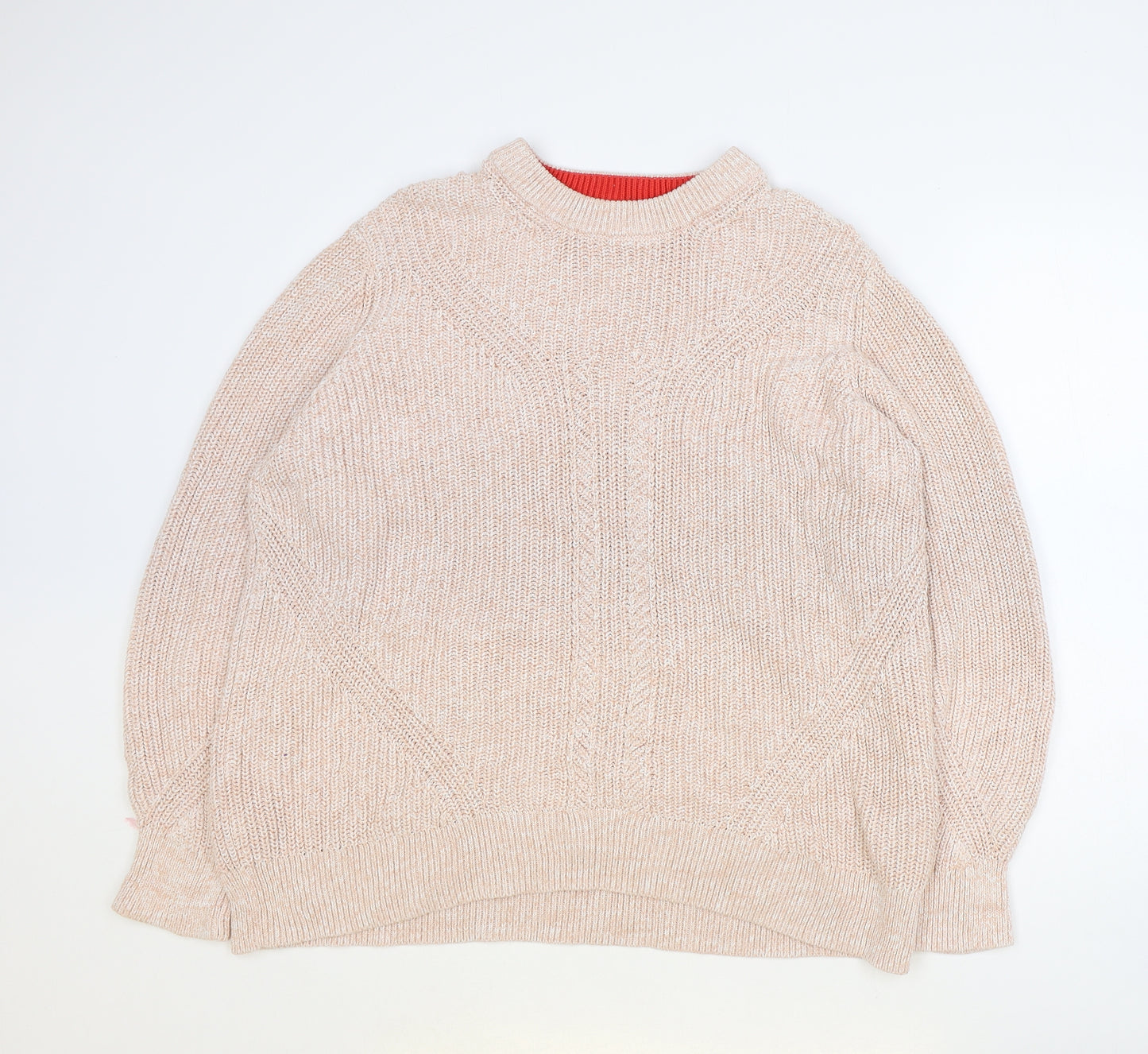 Marks and Spencer Womens Pink Round Neck 100% Cotton Pullover Jumper Size XL
