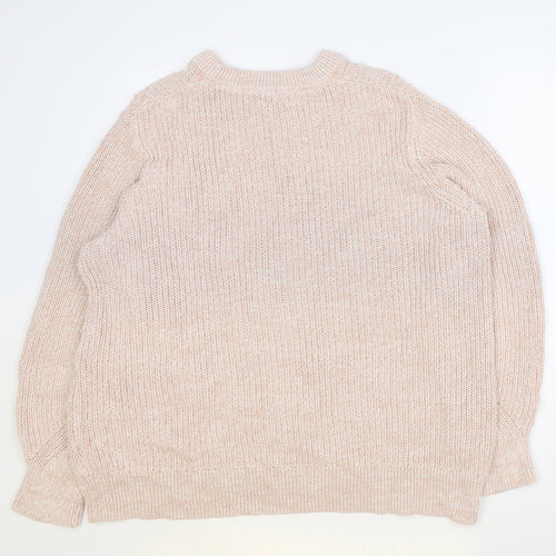 Marks and Spencer Womens Pink Round Neck 100% Cotton Pullover Jumper Size XL