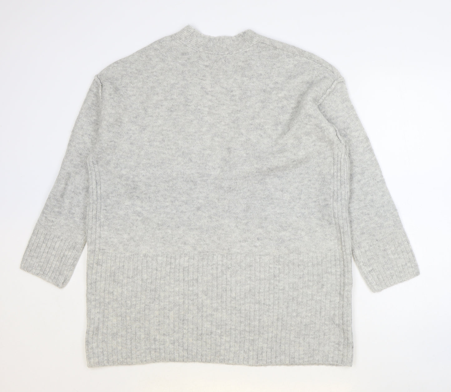 Marks and Spencer Womens Grey V-Neck Acrylic Cardigan Jumper Size M