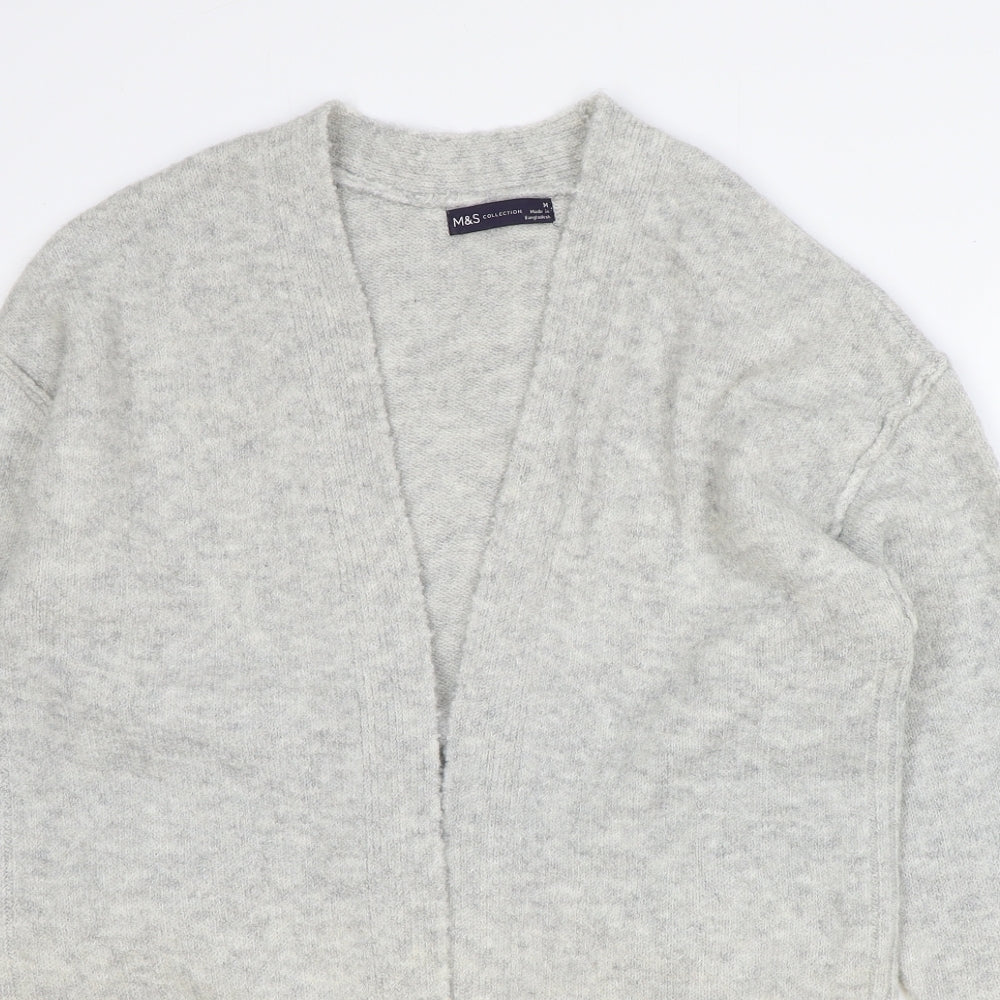 Marks and Spencer Womens Grey V-Neck Acrylic Cardigan Jumper Size M
