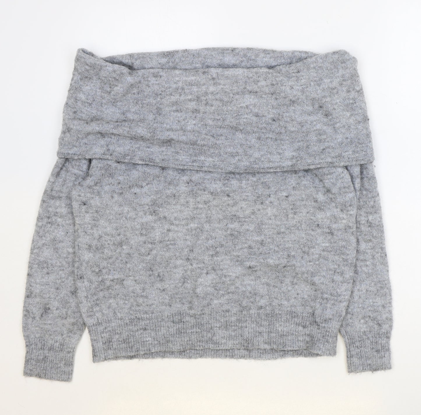 H&M Womens Grey Cowl Neck Acrylic Pullover Jumper Size M