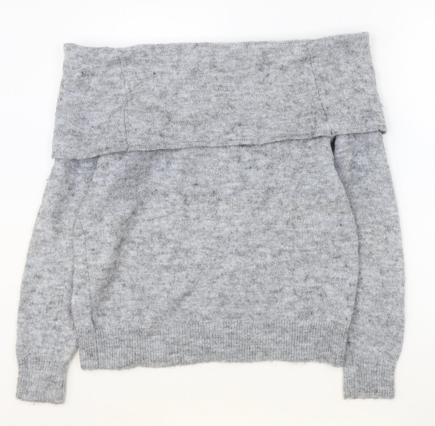 H&M Womens Grey Cowl Neck Acrylic Pullover Jumper Size M