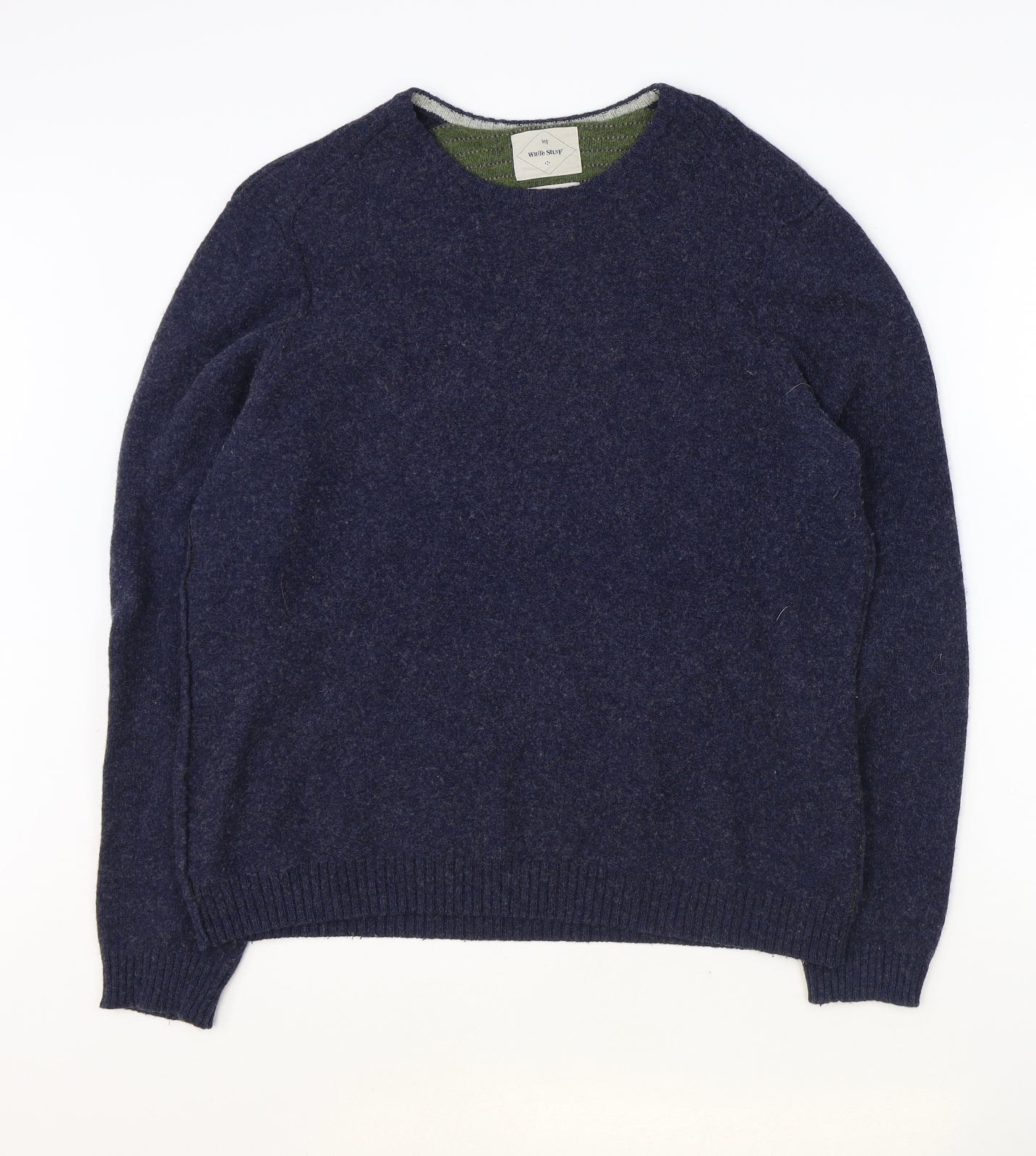 White Stuff Womens Blue Round Neck Wool Pullover Jumper Size L