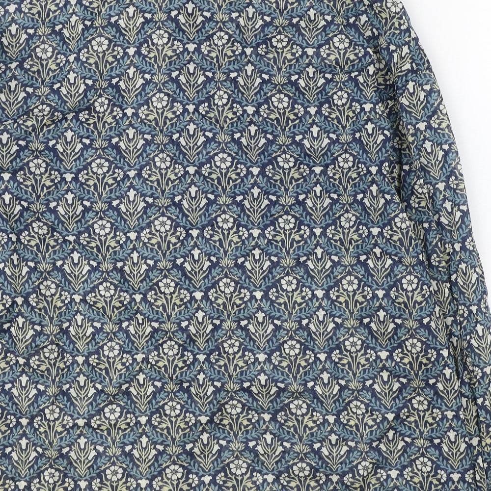 NEXT Womens Blue Geometric 100% Cotton Basic Button-Up Size 8 Collared