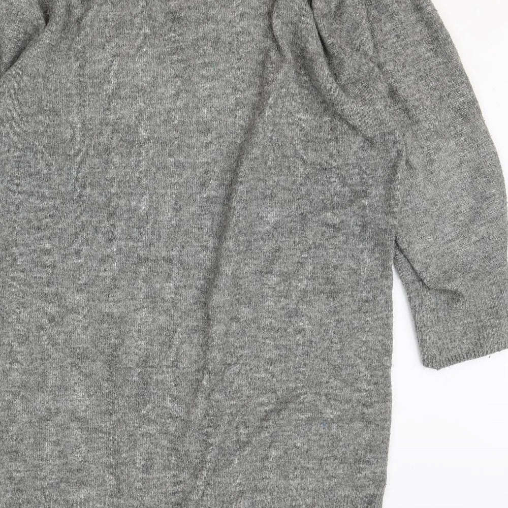 H&M Womens Grey V-Neck Polyester Cardigan Jumper Size M