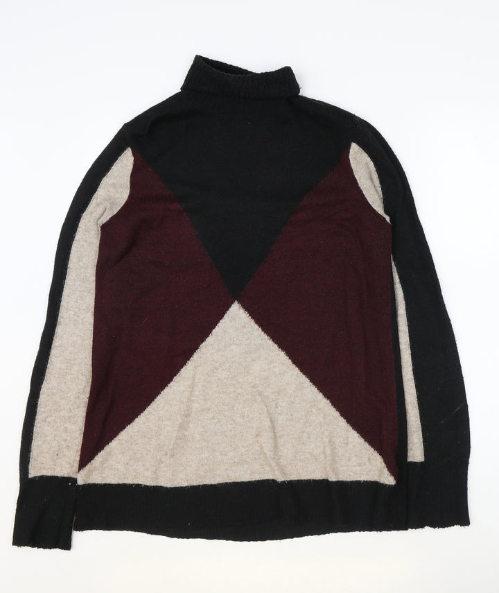 Wallis Womens Multicoloured Roll Neck Geometric Acrylic Pullover Jumper Size S - Colour Block