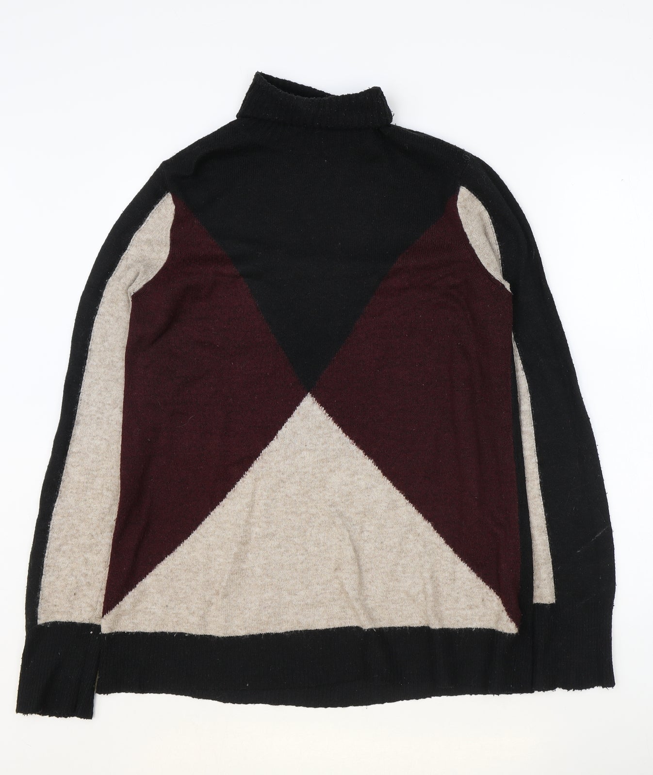 Wallis Womens Multicoloured Roll Neck Geometric Acrylic Pullover Jumper Size S - Colour Block