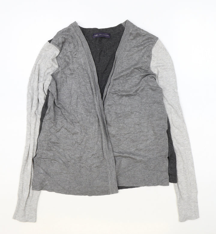 Marks and Spencer Womens Grey V-Neck Viscose Cardigan Jumper Size 10