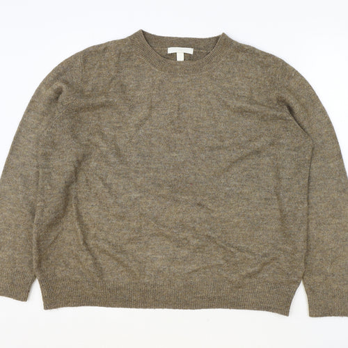 H&M Womens Brown Round Neck Acrylic Pullover Jumper Size XL