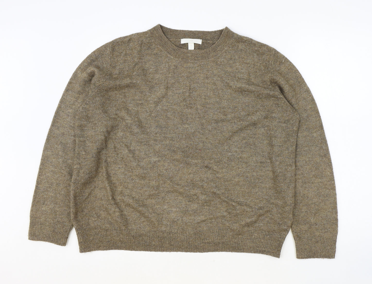 H&M Womens Brown Round Neck Acrylic Pullover Jumper Size XL