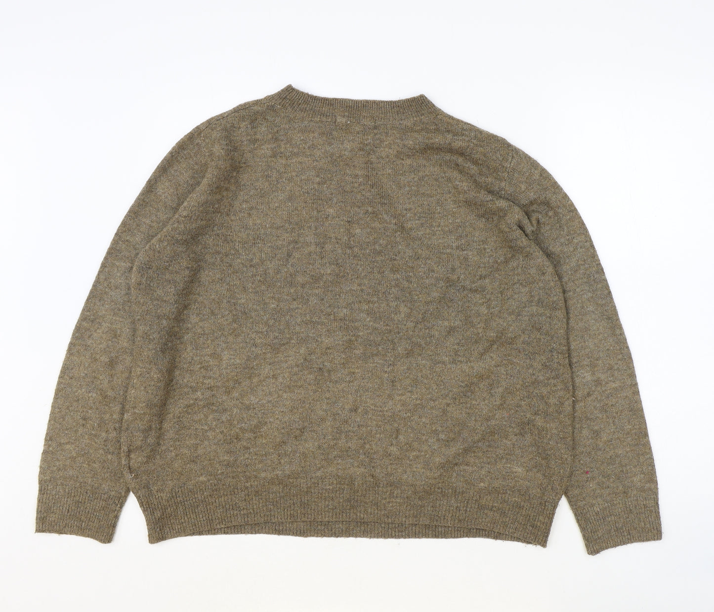 H&M Womens Brown Round Neck Acrylic Pullover Jumper Size XL