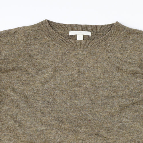 H&M Womens Brown Round Neck Acrylic Pullover Jumper Size XL