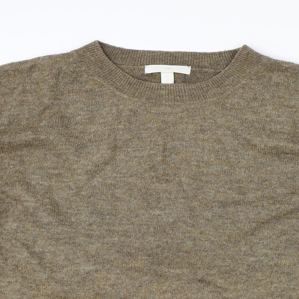 H&M Womens Brown Round Neck Acrylic Pullover Jumper Size XL