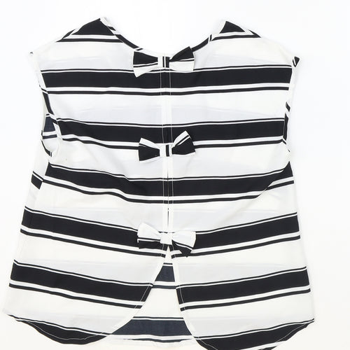 Atmosphere Womens Black Striped Polyester Basic Blouse Size 10 Scoop Neck