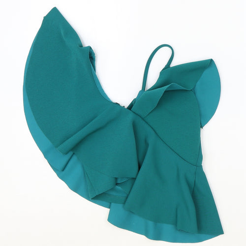 River Island Womens Green Polyester Cropped Blouse Size 6 One Shoulder