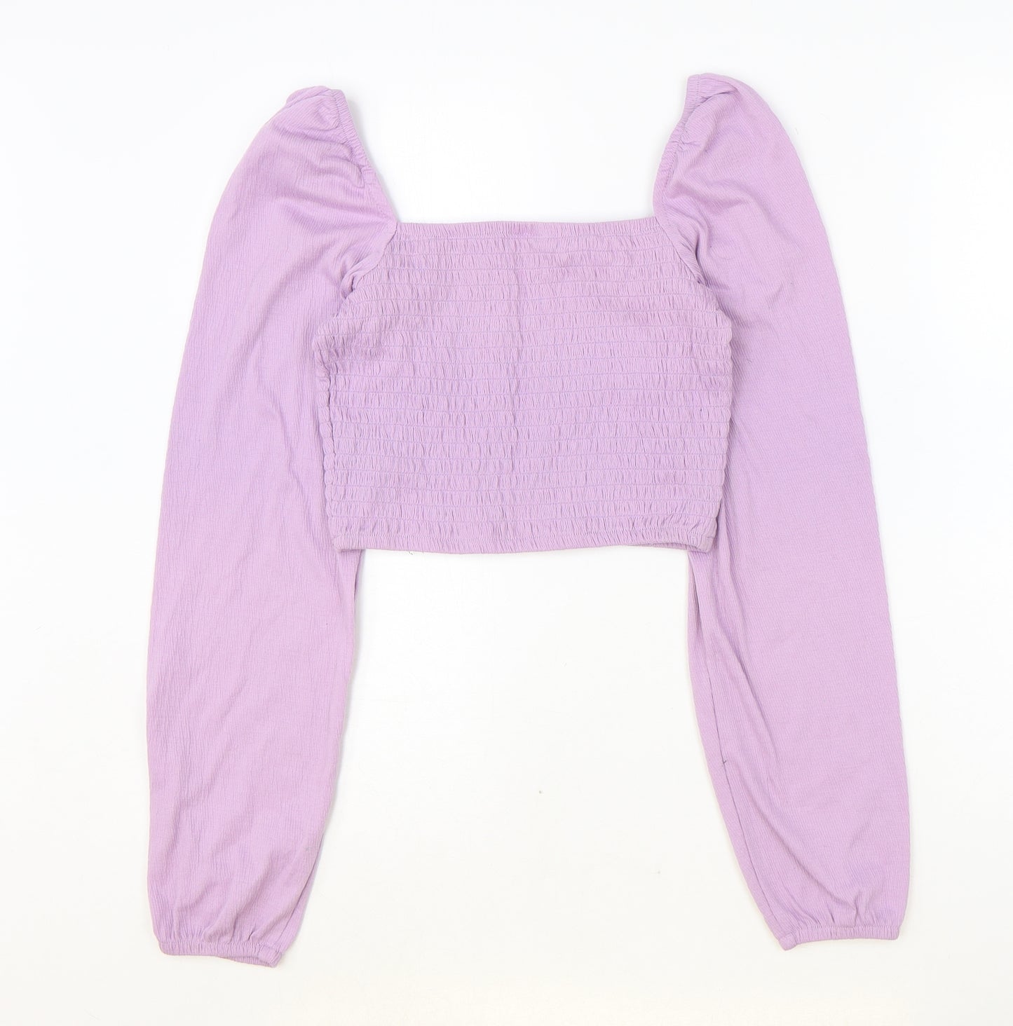 Divided Womens Purple Polyester Cropped Blouse Size XS Square Neck