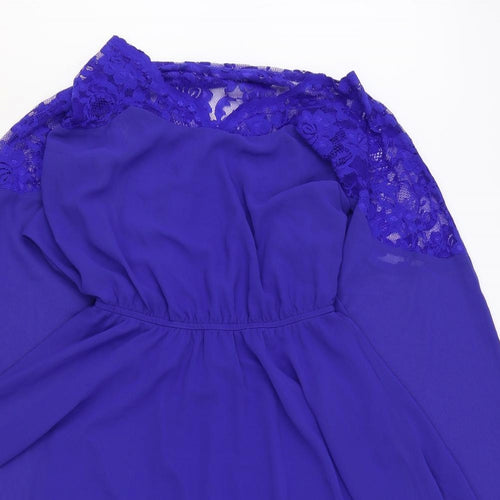 ASOS Womens Blue Polyester Skater Dress Size 6 Round Neck Pullover
