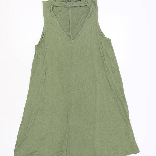 Pull&Bear Womens Green Viscose A-Line Size M Round Neck Pullover