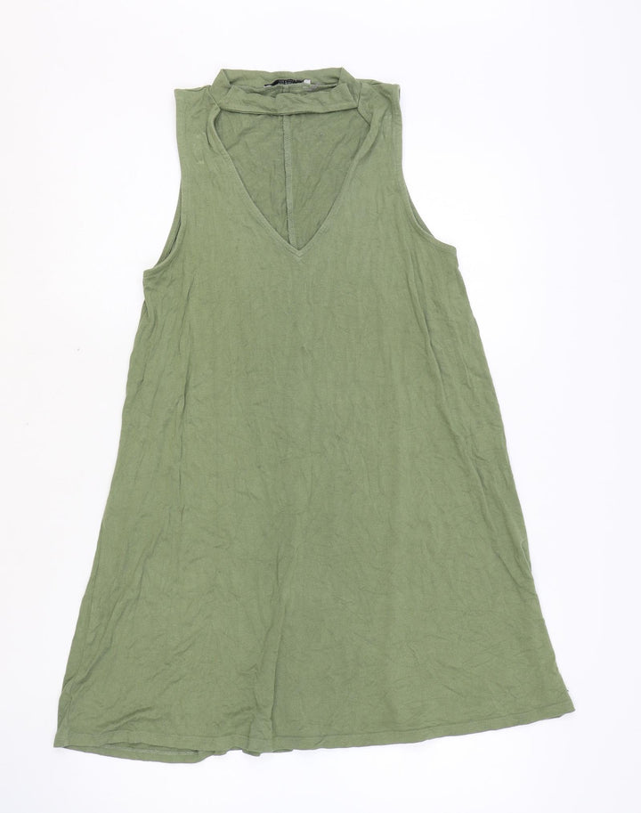 Pull&Bear Womens Green Viscose A-Line Size M Round Neck Pullover