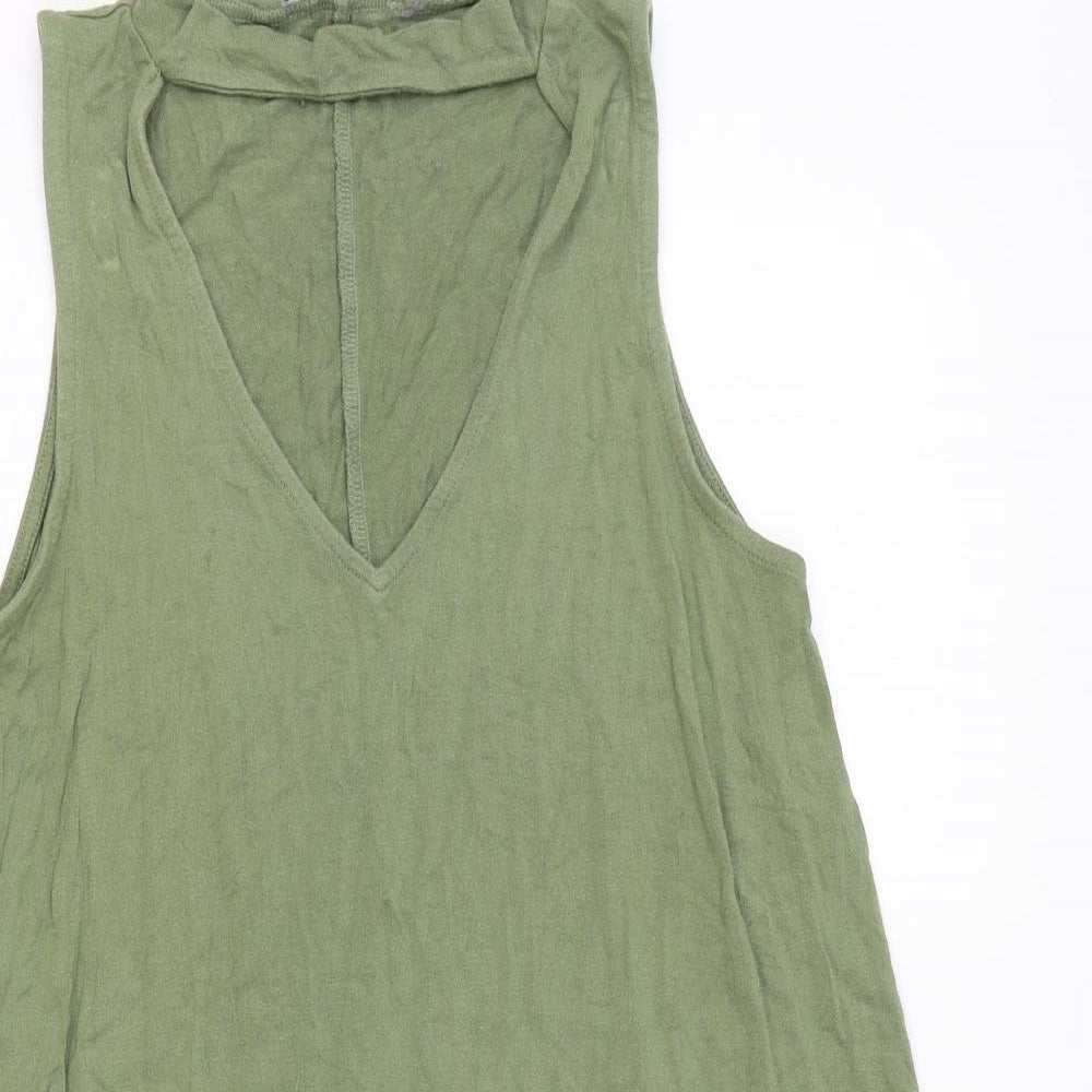 Pull&Bear Womens Green Viscose A-Line Size M Round Neck Pullover