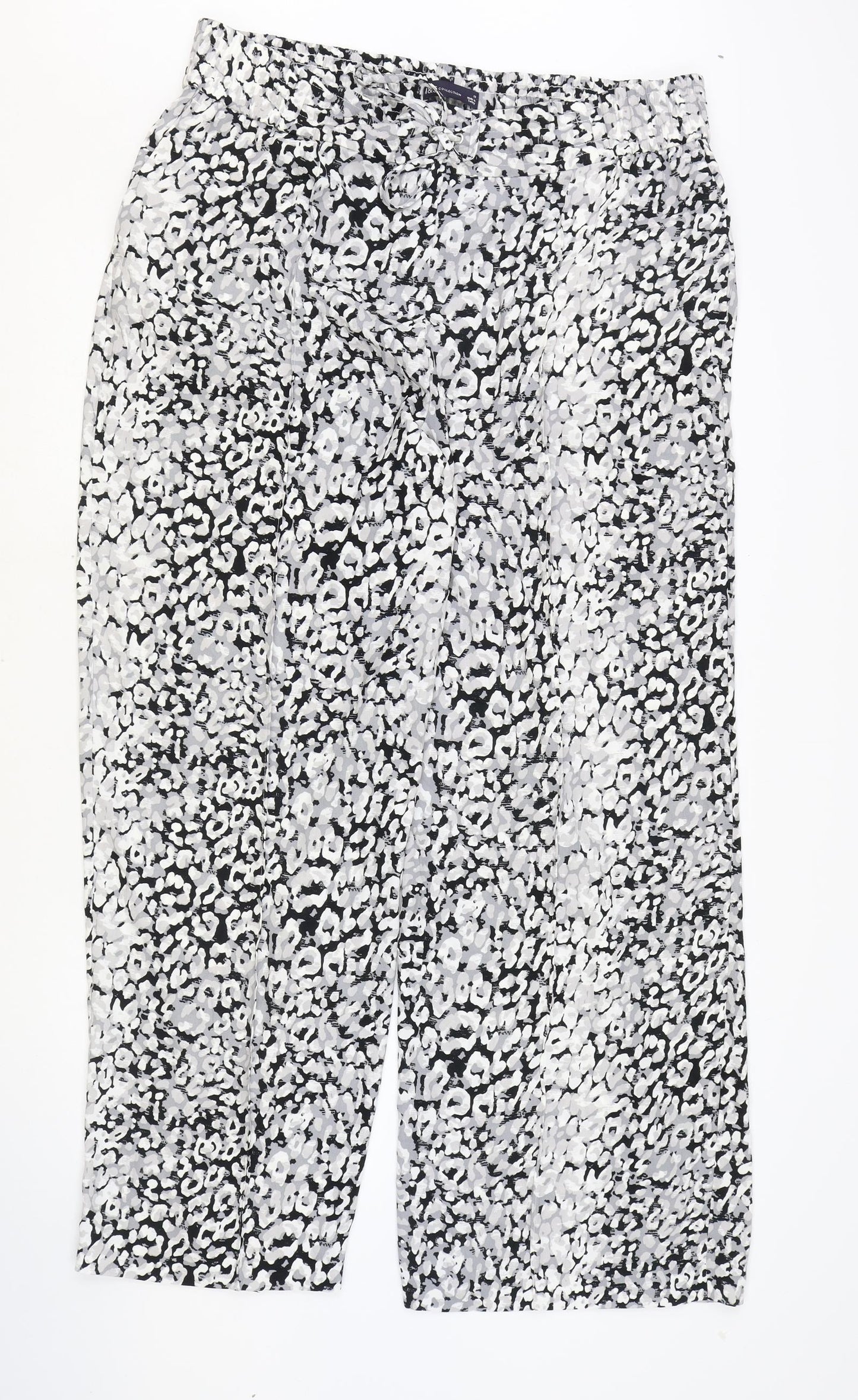 Marks and Spencer Womens Grey Animal Print Polyester Jogger Trousers Size 18 Regular