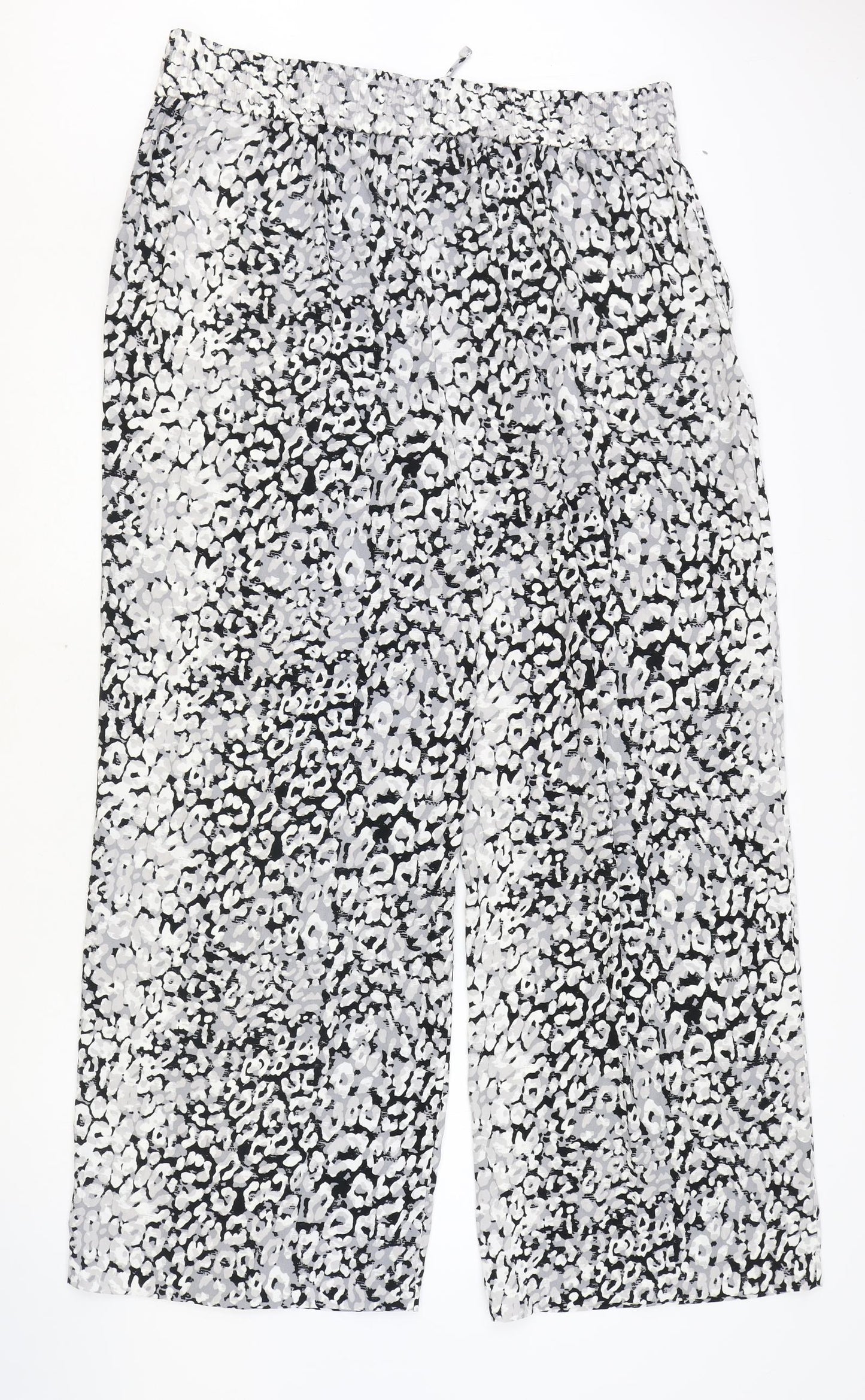 Marks and Spencer Womens Grey Animal Print Polyester Jogger Trousers Size 18 Regular