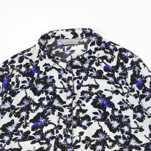 Dorothy Perkins Womens Ivory Floral Polyester Basic Button-Up Size 14 Collared