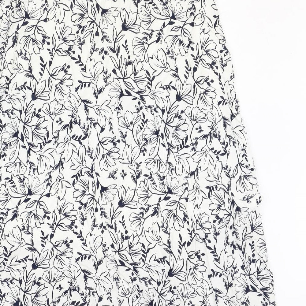 Marks and Spencer Womens Ivory Floral Polyester Swing Skirt Size 8 Zip