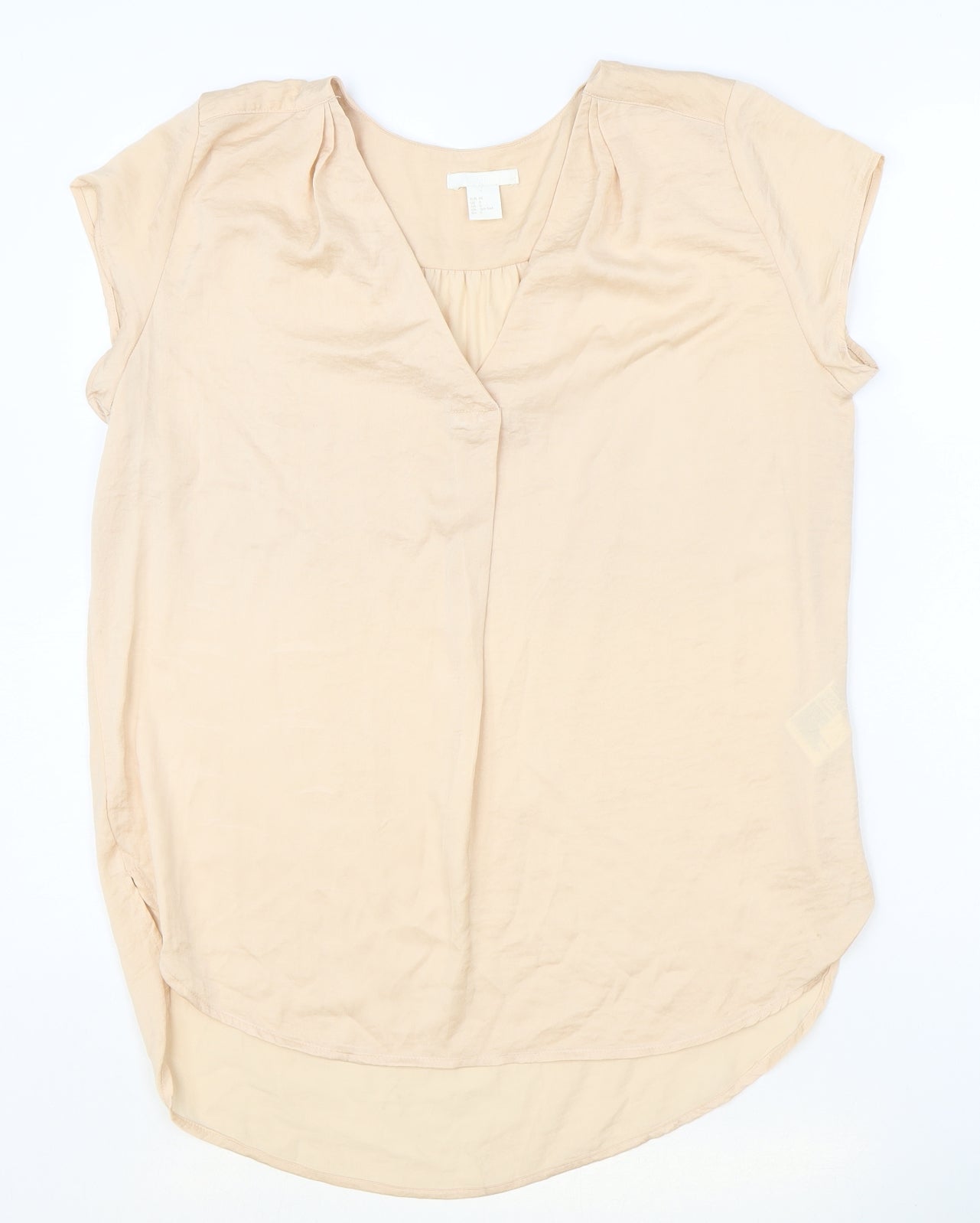 H&M Womens Pink Polyester Basic Blouse Size 8 V-Neck