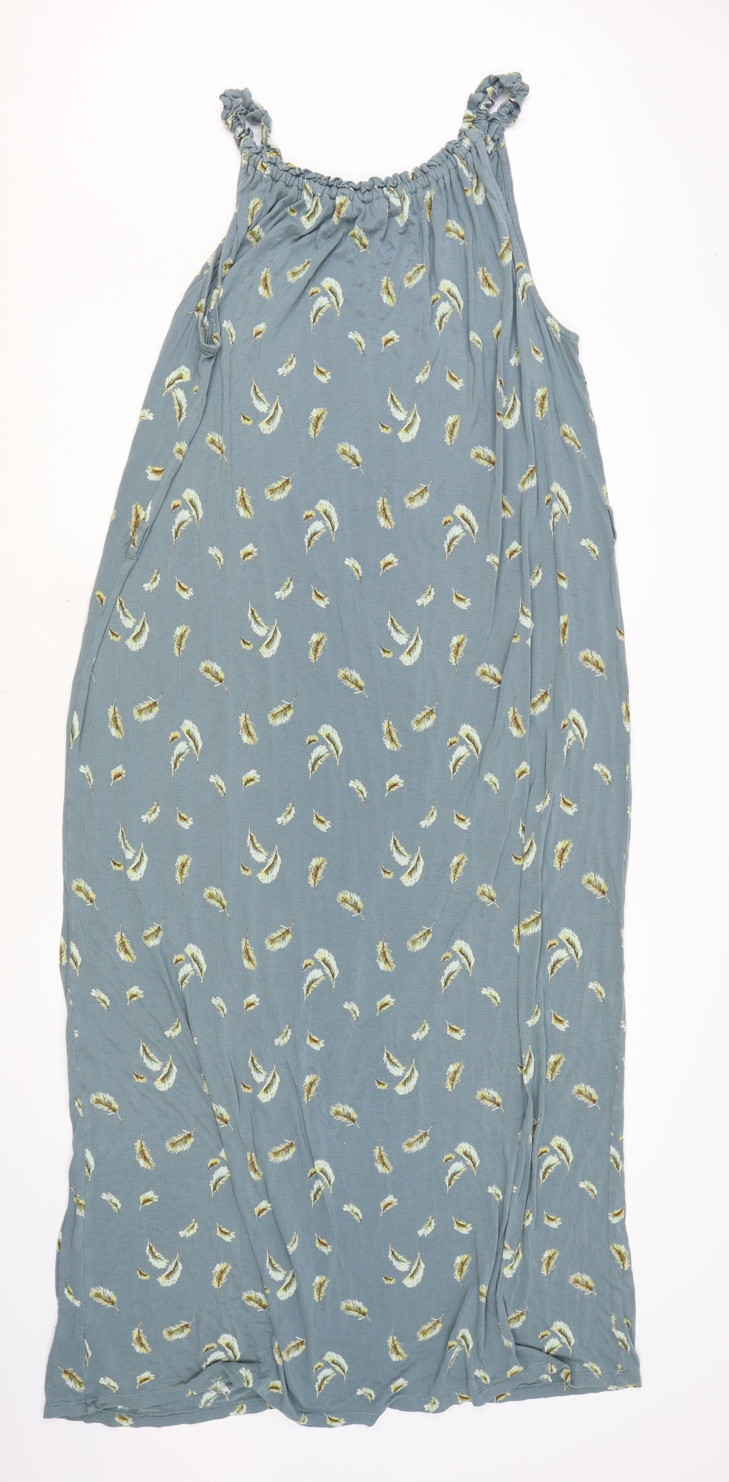 NEXT Womens Blue Geometric Viscose Tank Dress Size 14 Round Neck Pullover