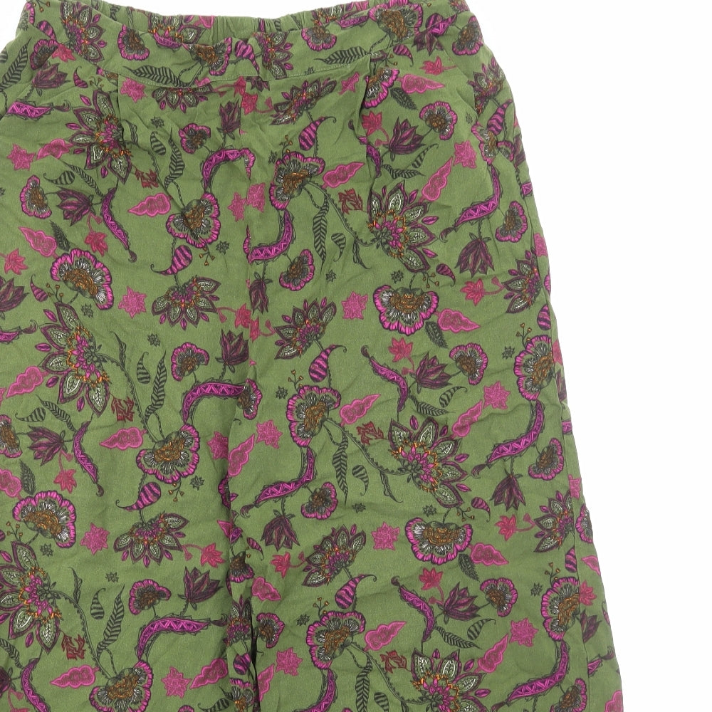 TU Womens Green Floral Viscose Capri Trousers Size 14 Regular