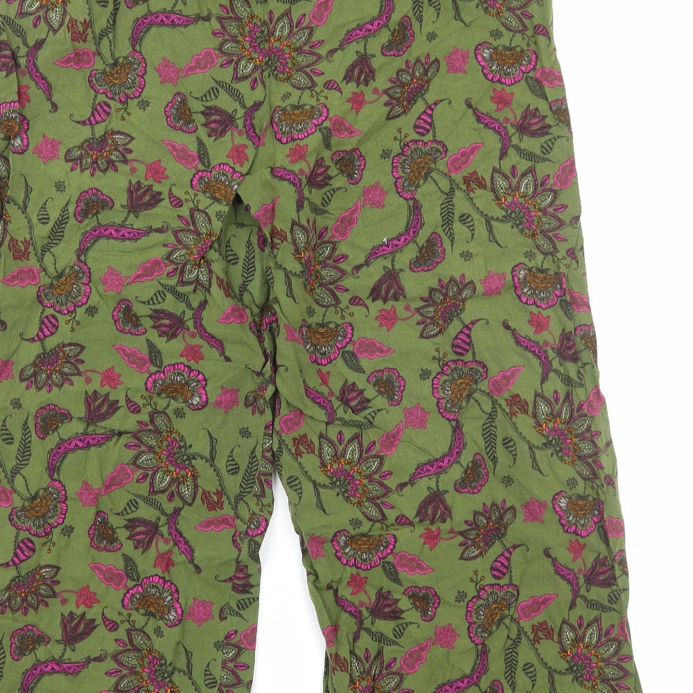 TU Womens Green Floral Viscose Capri Trousers Size 14 Regular