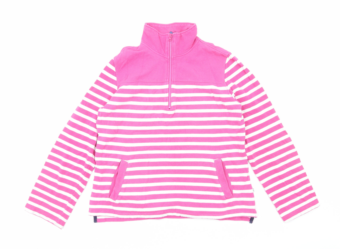 Dock of the Bay Womens Pink Striped Cotton Pullover Sweatshirt Size 12 Pullover