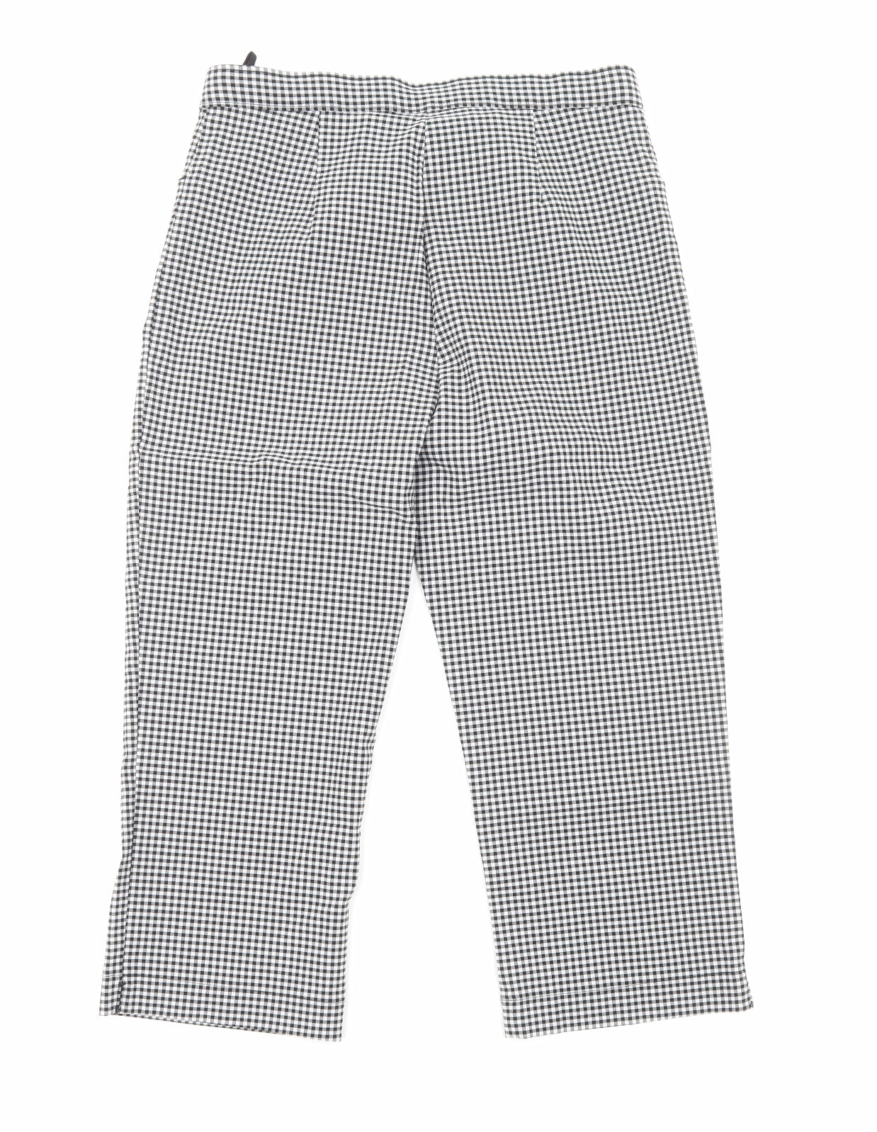 Marks and Spencer Womens Black Check Polyester Pedal Pusher Trousers Size 12 Regular Zip