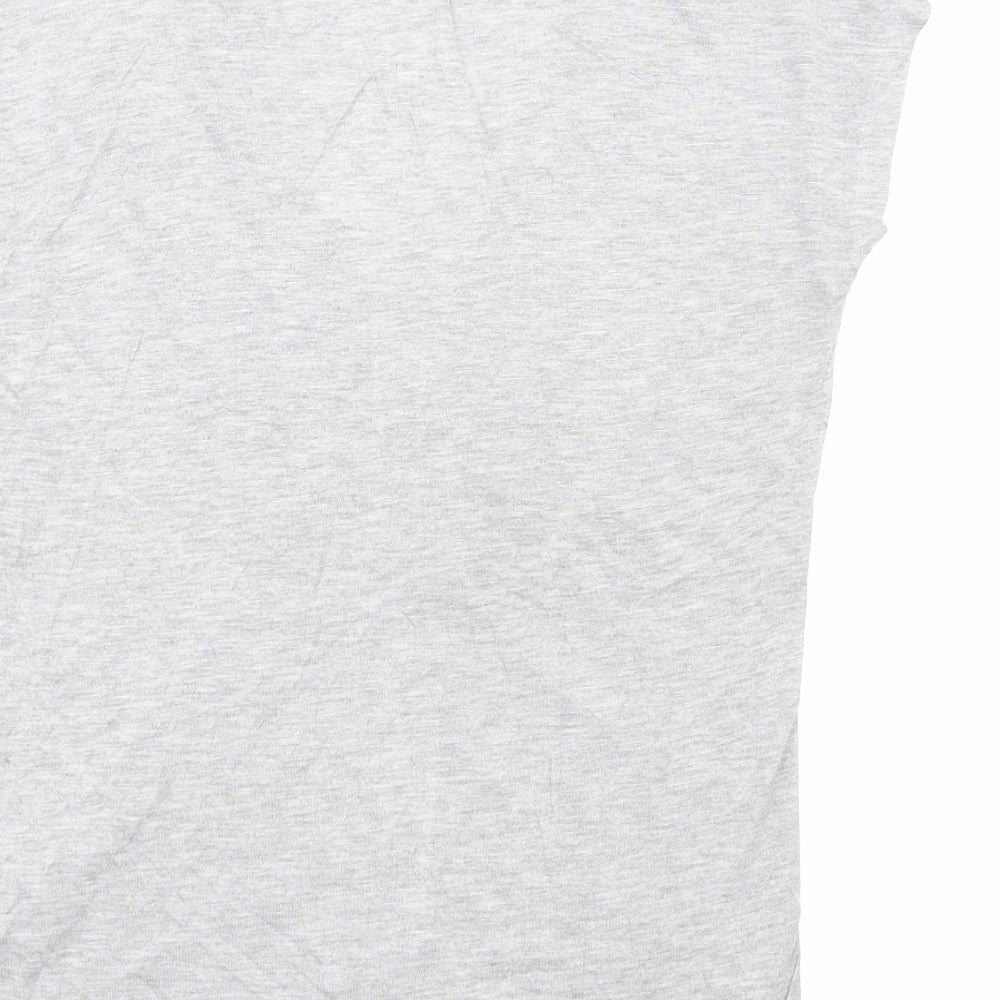 French Connection Womens Grey Colourblock Viscose Basic T-Shirt Size XS V-Neck