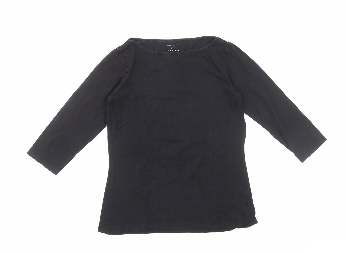 Primark Womens Black Cotton Basic Blouse Size 16 Boat Neck
