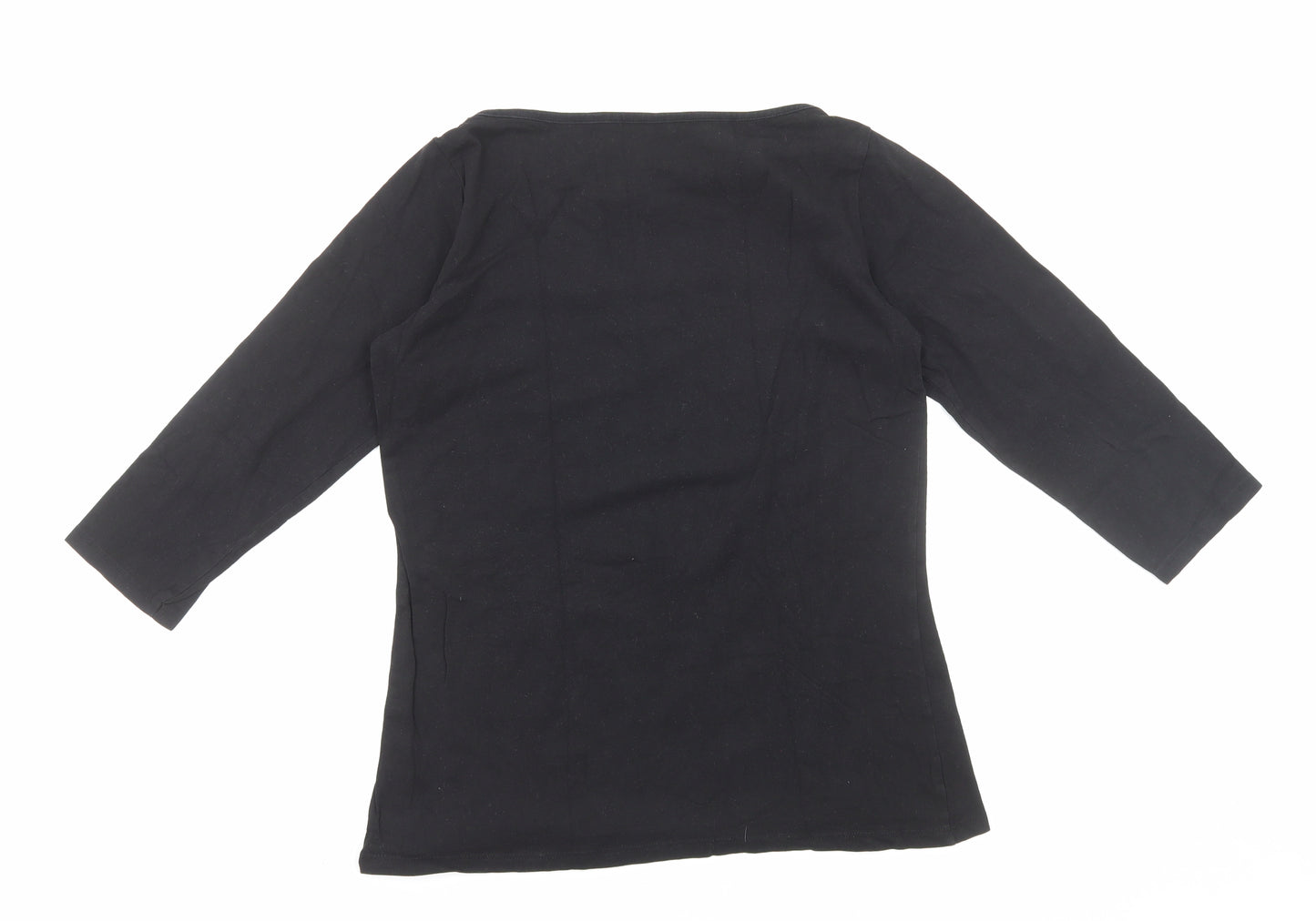 Primark Womens Black Cotton Basic Blouse Size 16 Boat Neck
