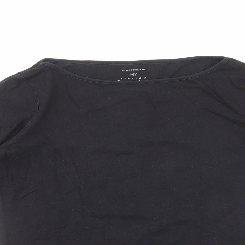 Primark Womens Black Cotton Basic Blouse Size 16 Boat Neck