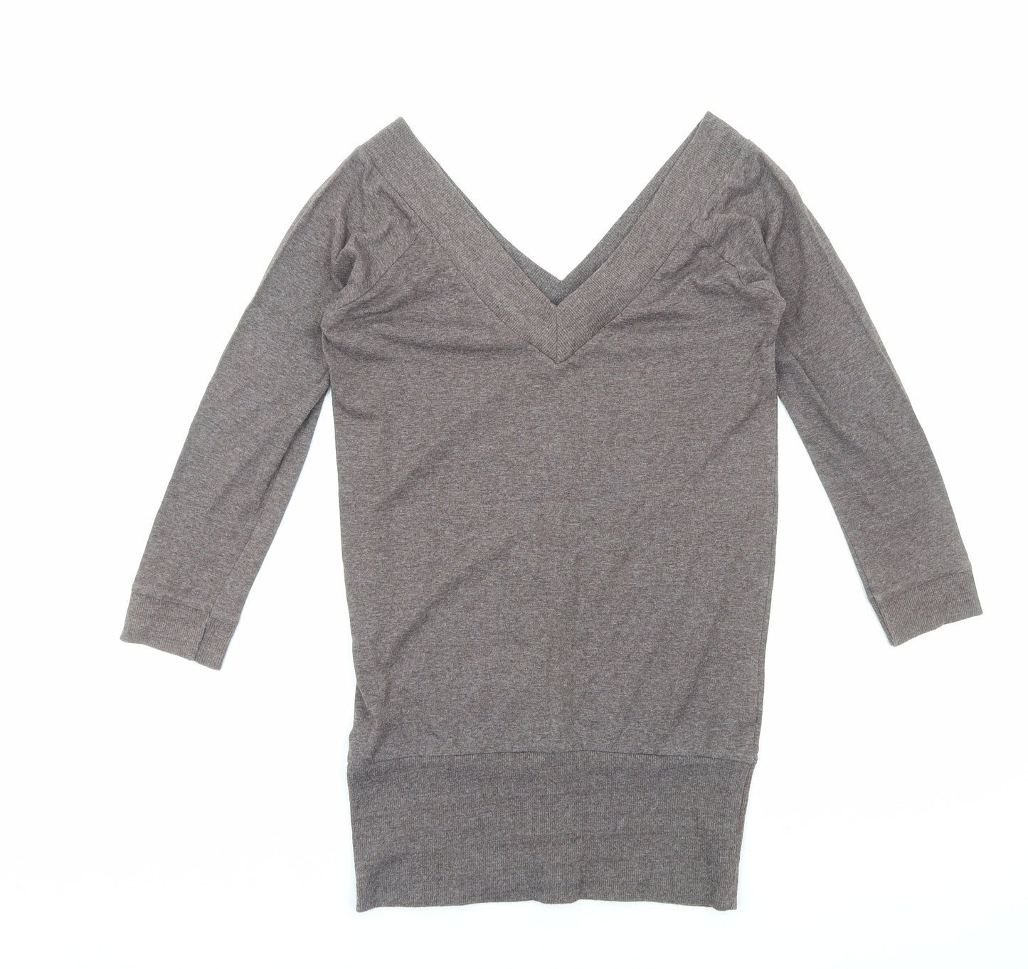 Primark Womens Brown V-Neck Cotton Pullover Jumper Size 10
