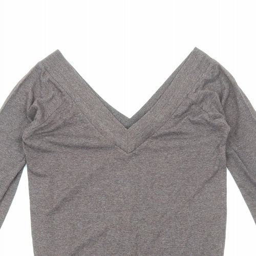 Primark Womens Brown V-Neck Cotton Pullover Jumper Size 10